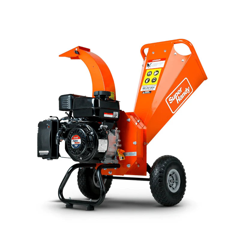 SuperHandy Compact Wood Chipper Shredder – 7HP 212cc Gas Engine, 3” Max Branch Capacity (GUO035)