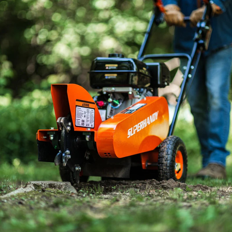SuperHandy Gas Powered Stump Grinder – 9HP Engine, 12" Cutting Blade, Compact Pro Design for Easy Stump Removal (GUO110)