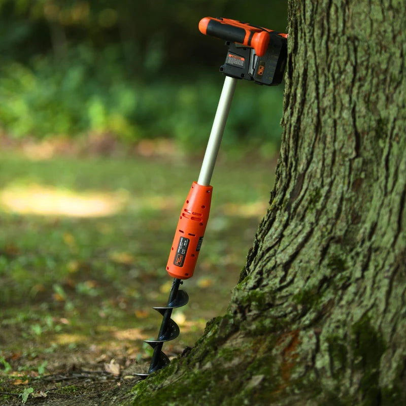 SuperHandy 20V Electric Earth Auger – 4Ah Battery, 3" x 12" Drill Bit, Cordless Post Hole Digger (GUT141)