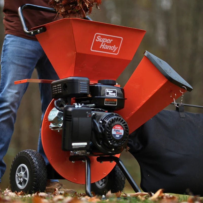 SuperHandy 3-in-1 Wood Chipper Pro, Shredder & Mulcher – 7HP 212cc Gas Engine, 3" Max Capacity (GUO019)