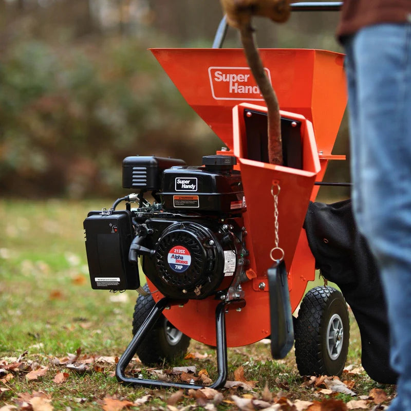 SuperHandy 3-in-1 Wood Chipper Pro, Shredder & Mulcher – 7HP 212cc Gas Engine, 3" Max Capacity (GUO019)
